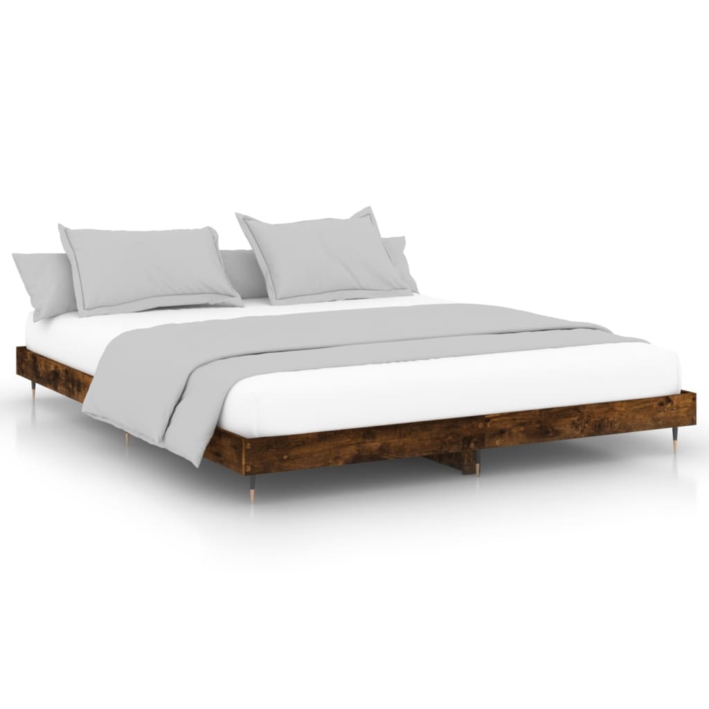 vidaXL Bed Frame without Mattress Smoked Oak 180x200 cm Super King Engineered Wood