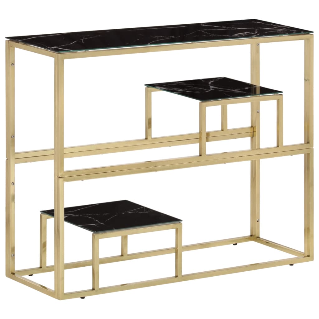 vidaXL Console Table Gold Stainless Steel and Tempered Glass