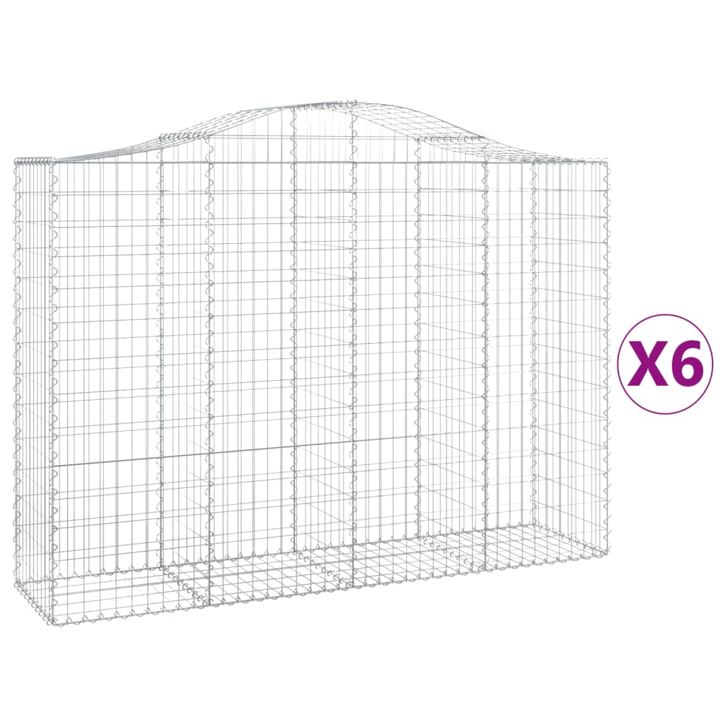 vidaXL Arched Gabion Baskets 6 pcs 200x50x140/160 cm Galvanised Iron