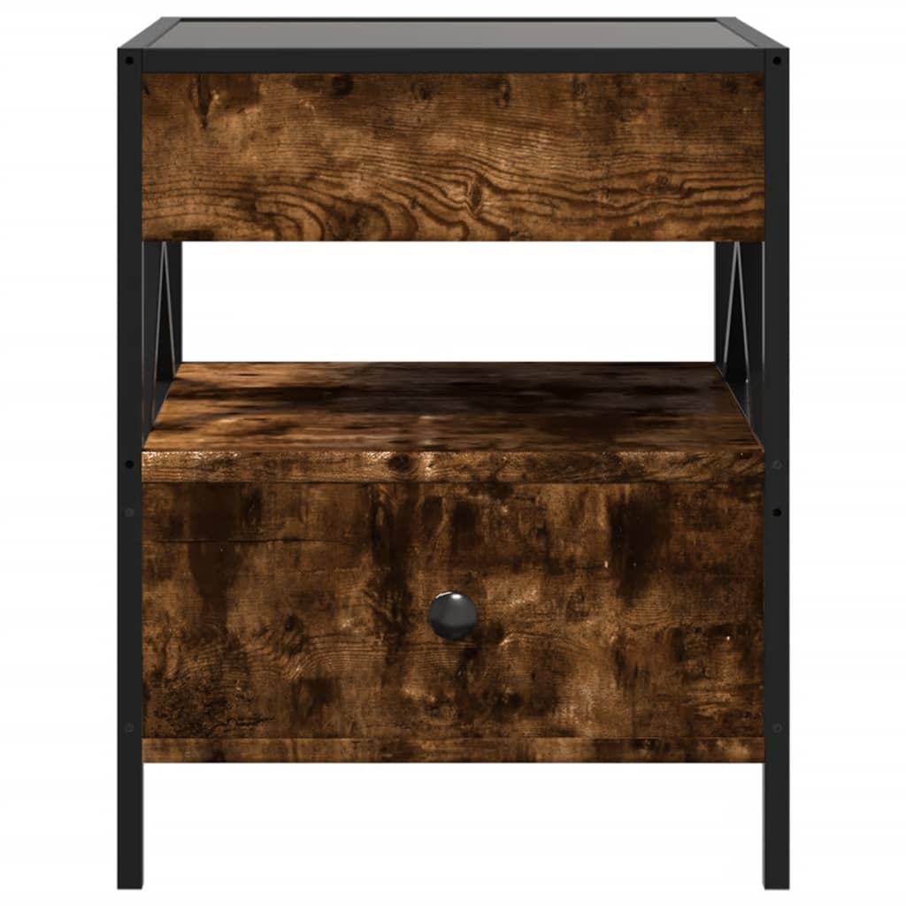 vidaXL Coffee Table with Infinity LED Smoked Oak 40x40x51 cm