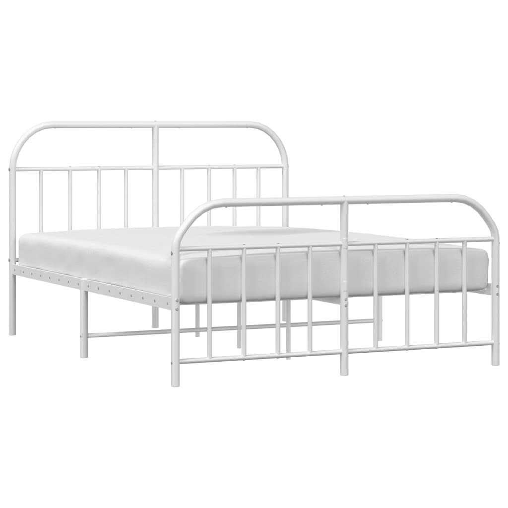 vidaXL Metal Bed Frame without Mattress with Footboard White 140x200 cm