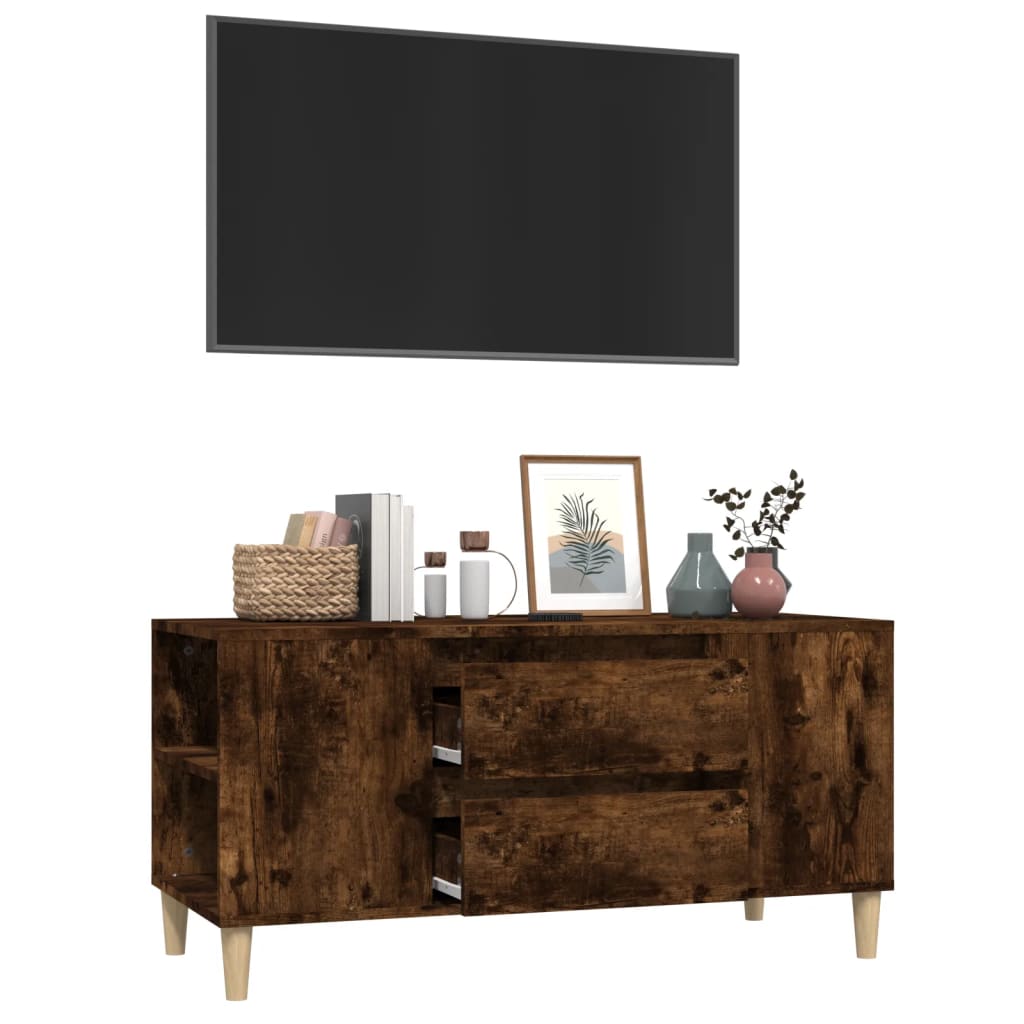 vidaXL TV Cabinet Smoked Oak 102x44.5x50 cm Engineered Wood