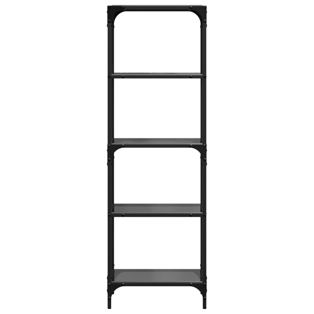 vidaXL Storage Rack with Black Glass Top 40x30x123 cm Steel