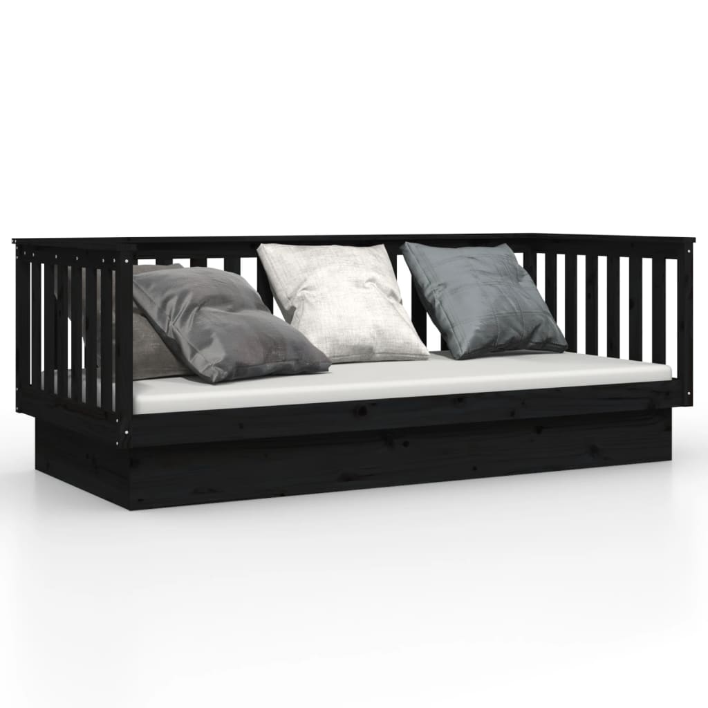 vidaXL Day Bed without Mattress Black 80x200 cm Solid Wood Pine