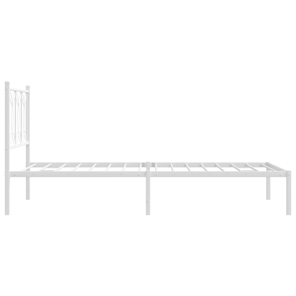 vidaXL Metal Bed Frame without Mattress with Headboard White 100x200 cm