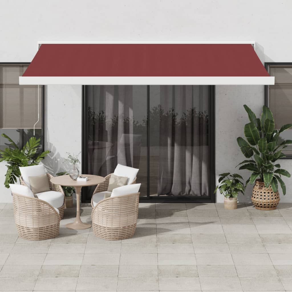 vidaXL Manual Retractable Awning Burgundy 400x300 cm