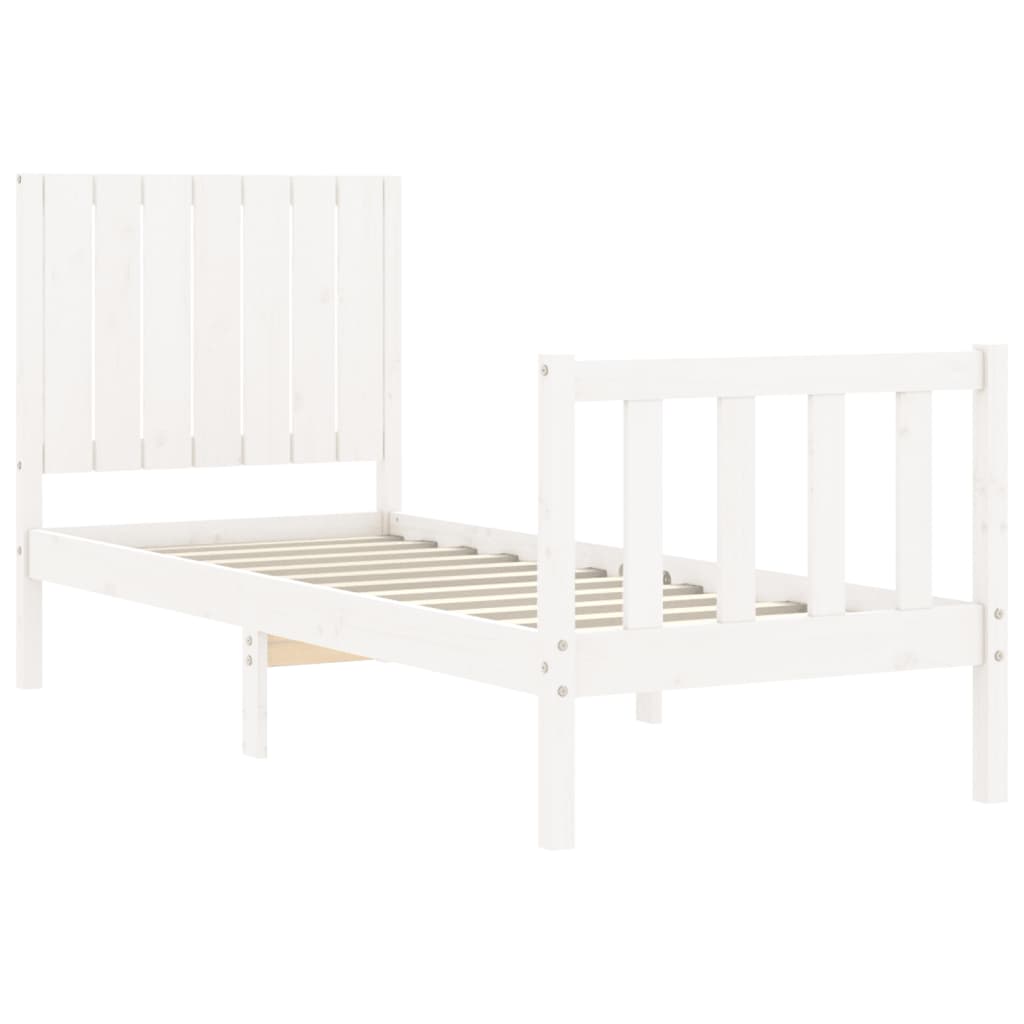 vidaXL Bed Frame without Mattress White Small Single Solid Wood Pine