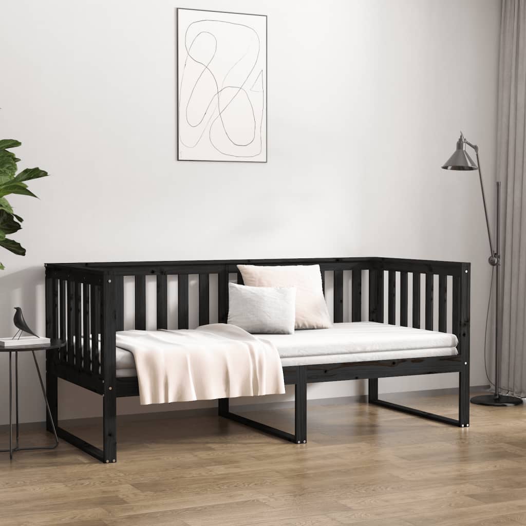 vidaXL Day Bed without Mattress Black 100x200 cm Solid Wood Pine