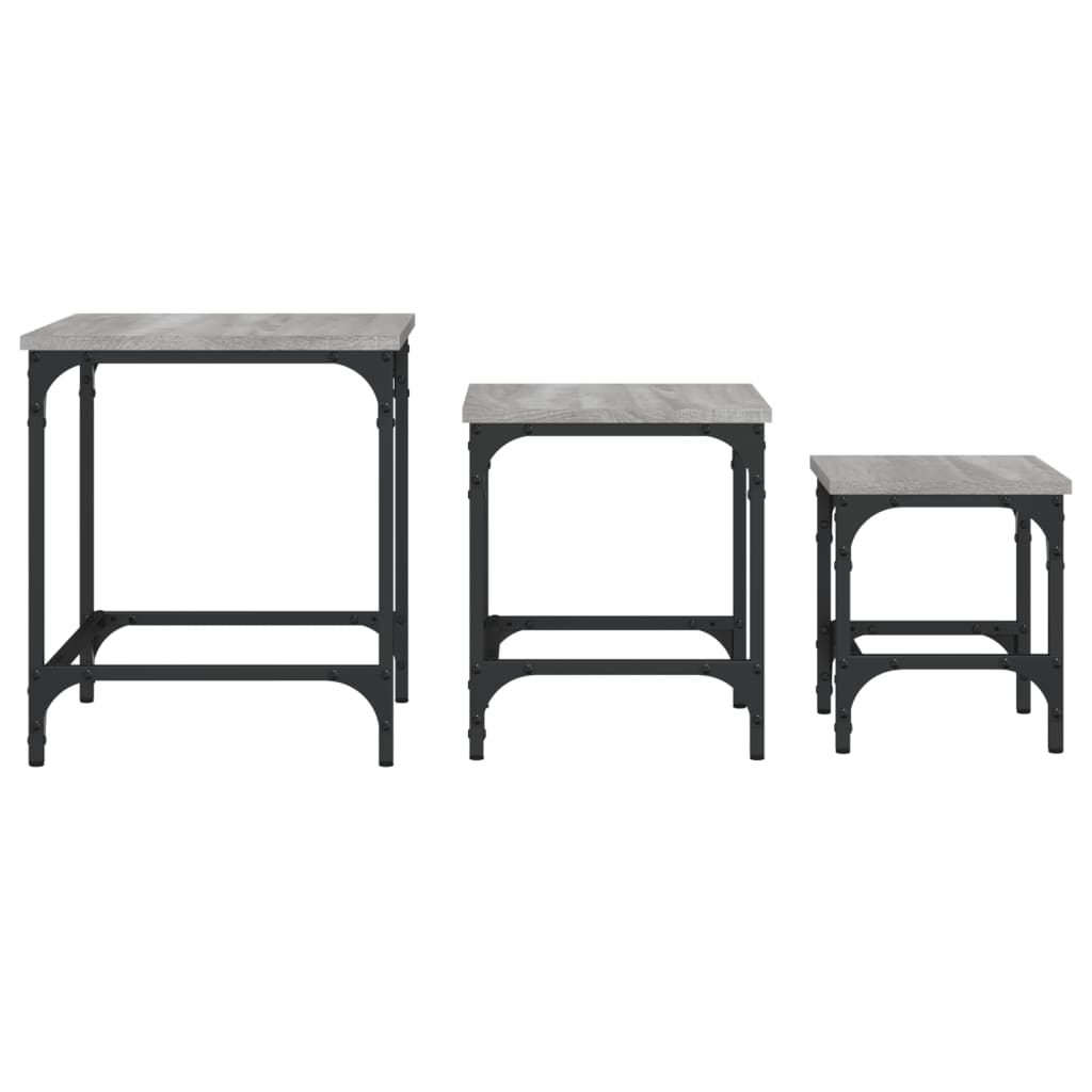 vidaXL Nesting Coffee Tables 3 pcs Grey Sonoma Engineered Wood