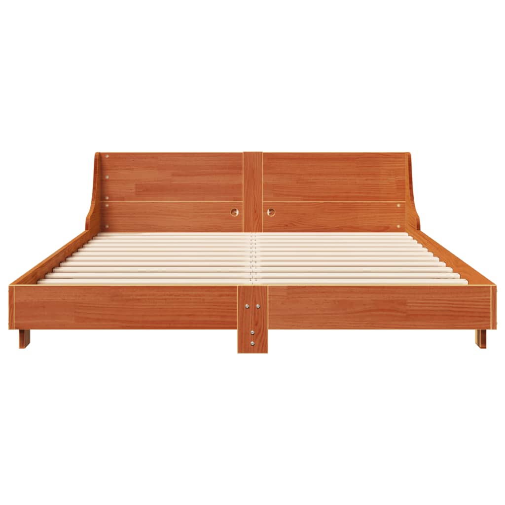 vidaXL Bed Frame without Mattress Wax Brown 160x200 cm Solid Wood Pine