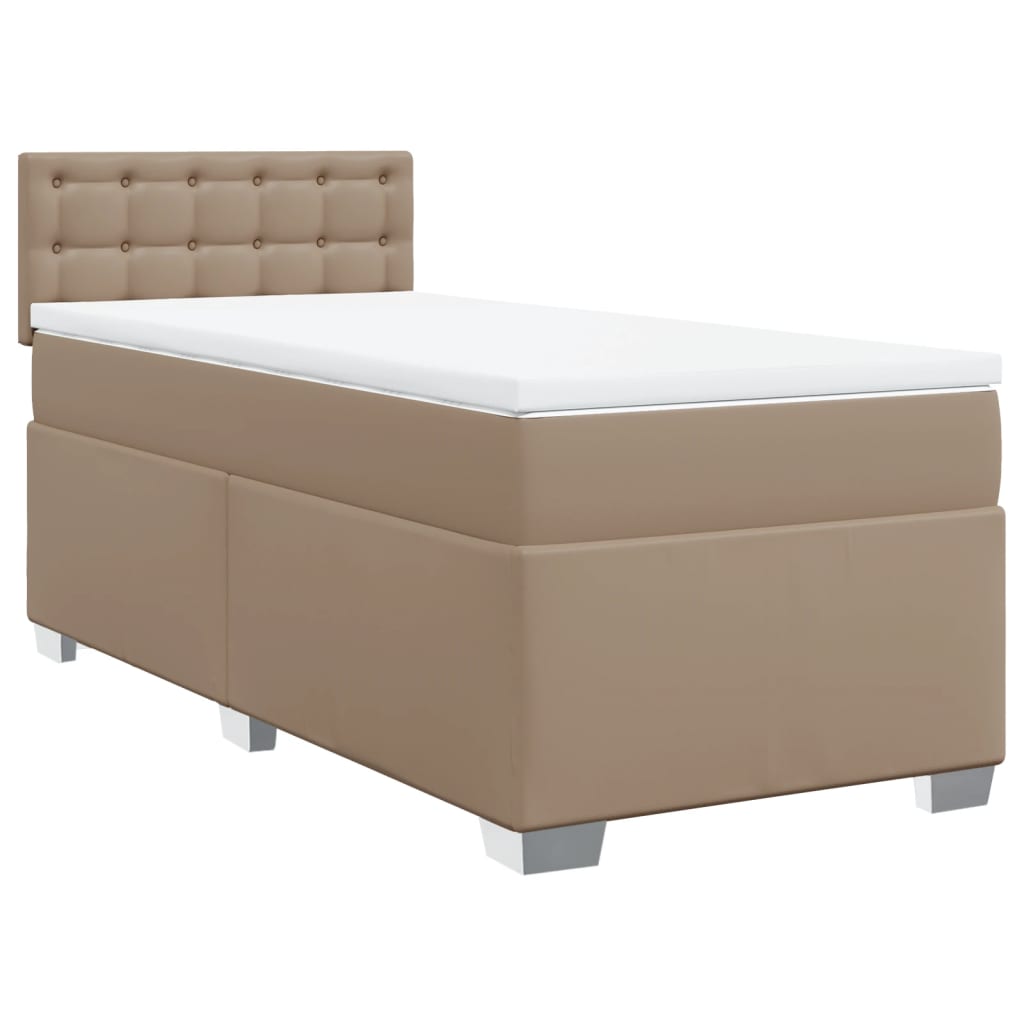 vidaXL Box Spring Bed with Mattress Cappuccino 100x200 cm Faux Leather