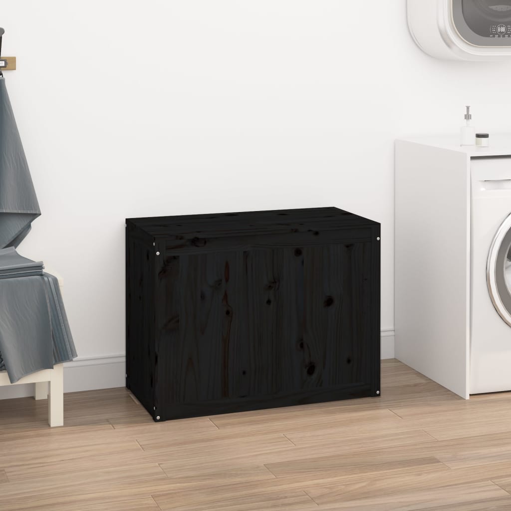 vidaXL Laundry Box Black 88.5x44x66 cm Solid Wood Pine