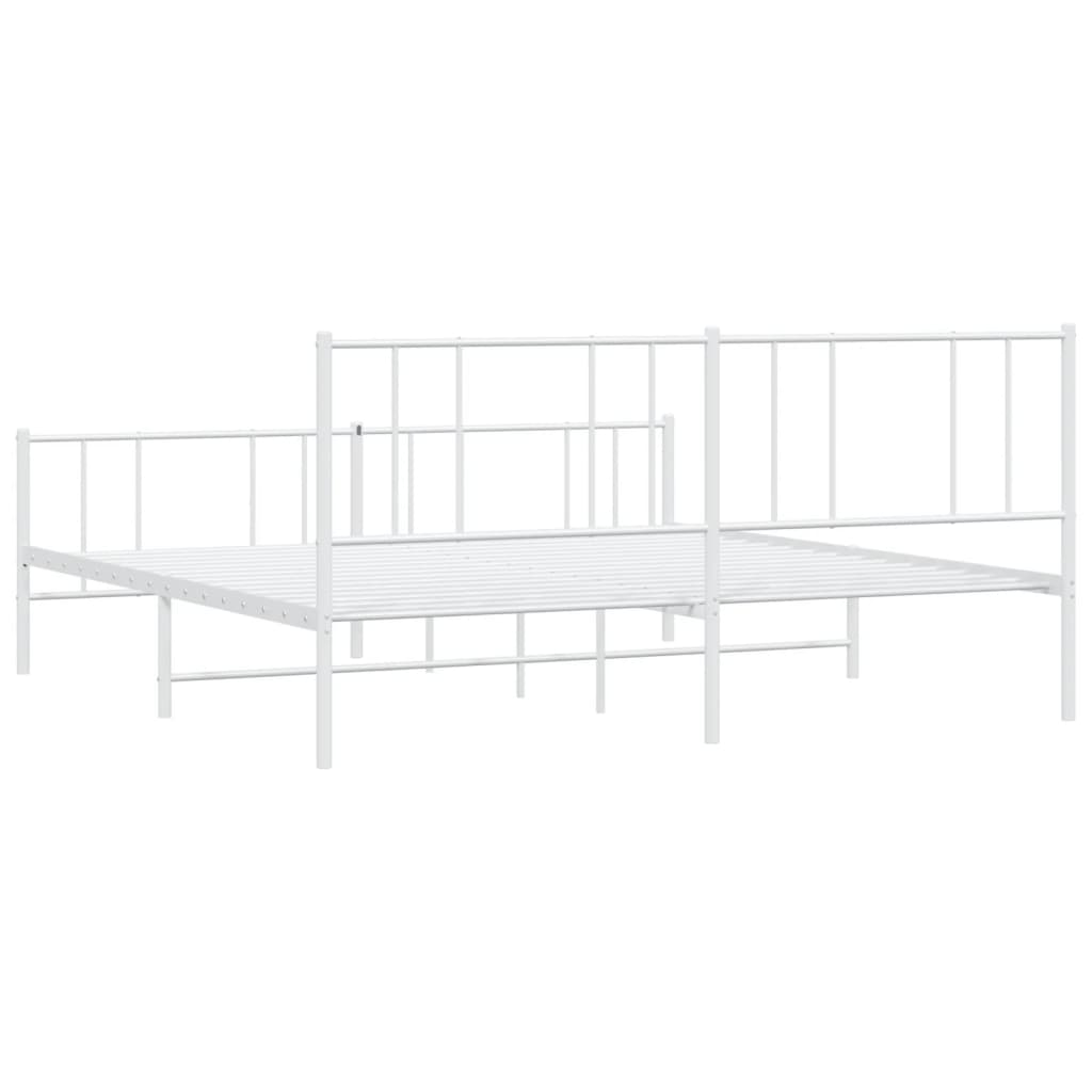 vidaXL Metal Bed Frame without Mattress with Footboard White 200x200 cm