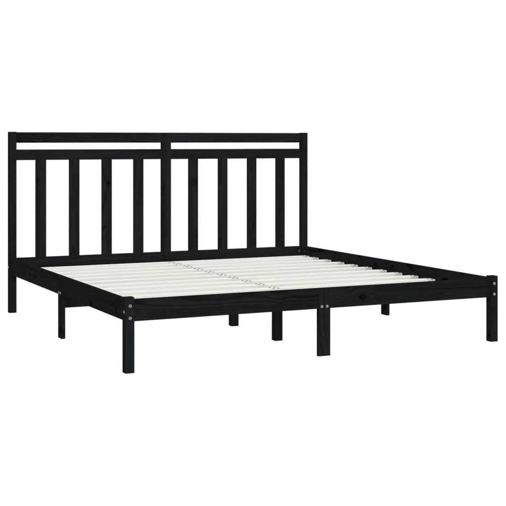 vidaXL Bed Frame without Mattress Black 180x200 cm Super King Solid Wood