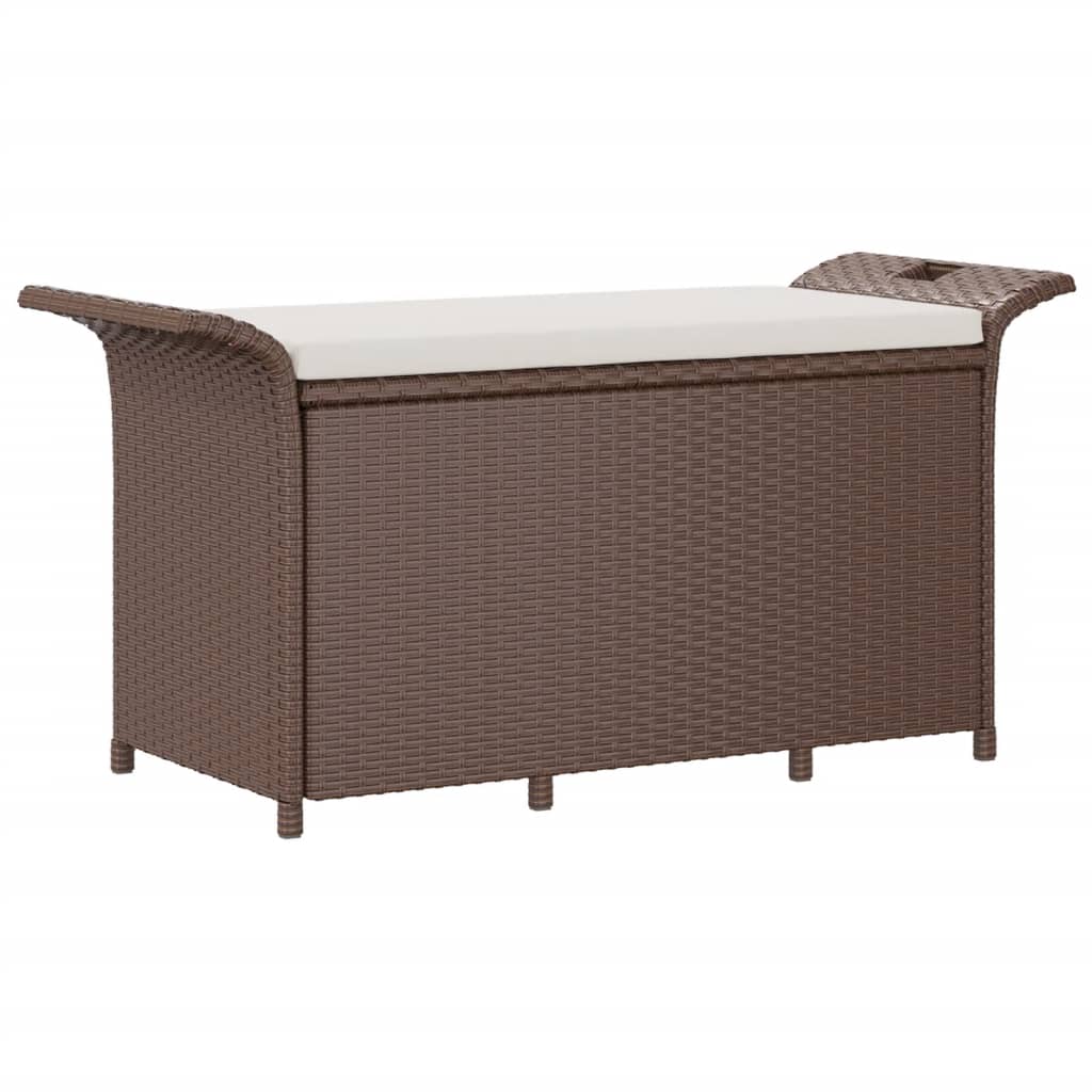 vidaXL Garden Bench with Cushion Brown 116x46x57 cm Poly Rattan