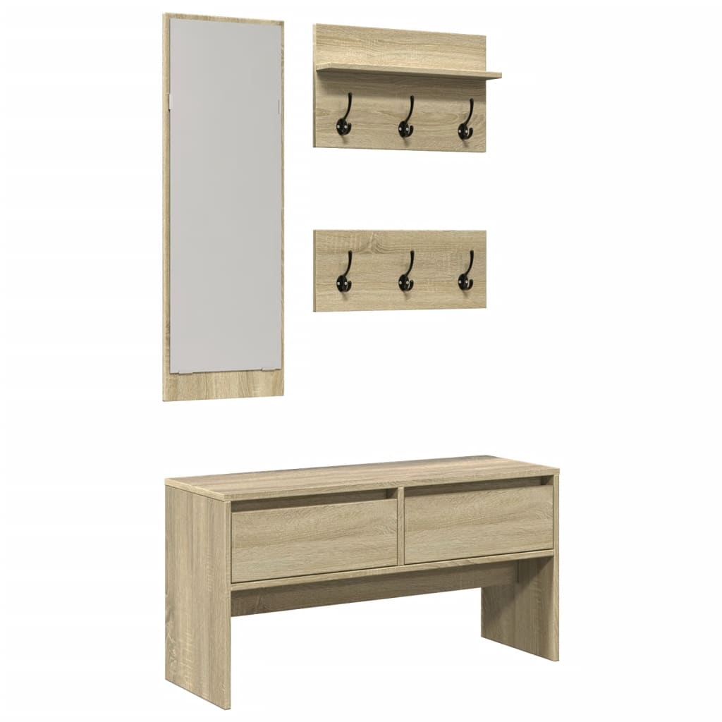 vidaXL 4 Piece Hallway Furniture Set Sonoma Oak Engineered Wood