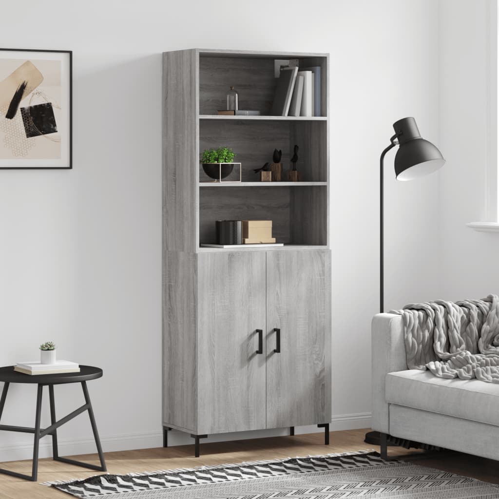 vidaXL Highboard Grey Sonoma 69.5x34x180 cm Engineered Wood