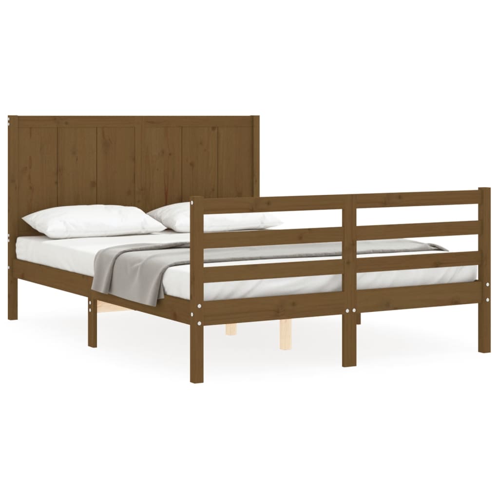 vidaXL Bed Frame without Mattress Honey Brown Small Double Solid Wood