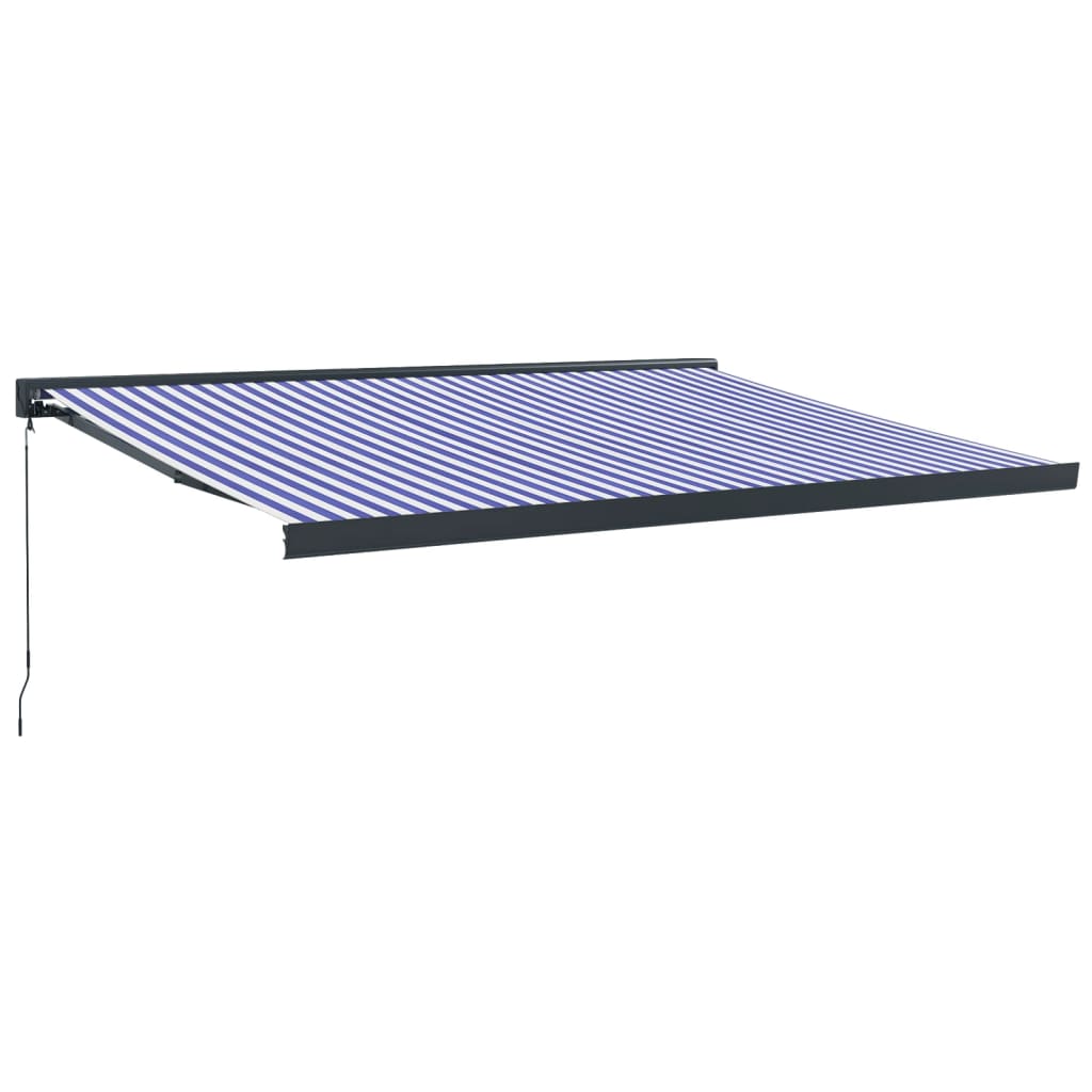 vidaXL Retractable Awning Blue and White 4.5x3 m Fabric and Aluminium