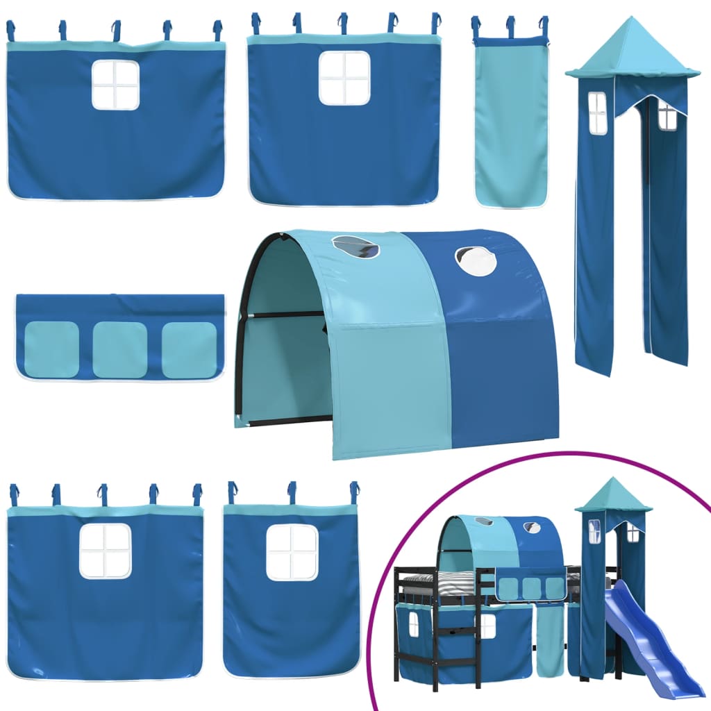 vidaXL Kids' Loft Bed with Tower without Mattress Blue 80x200 cm