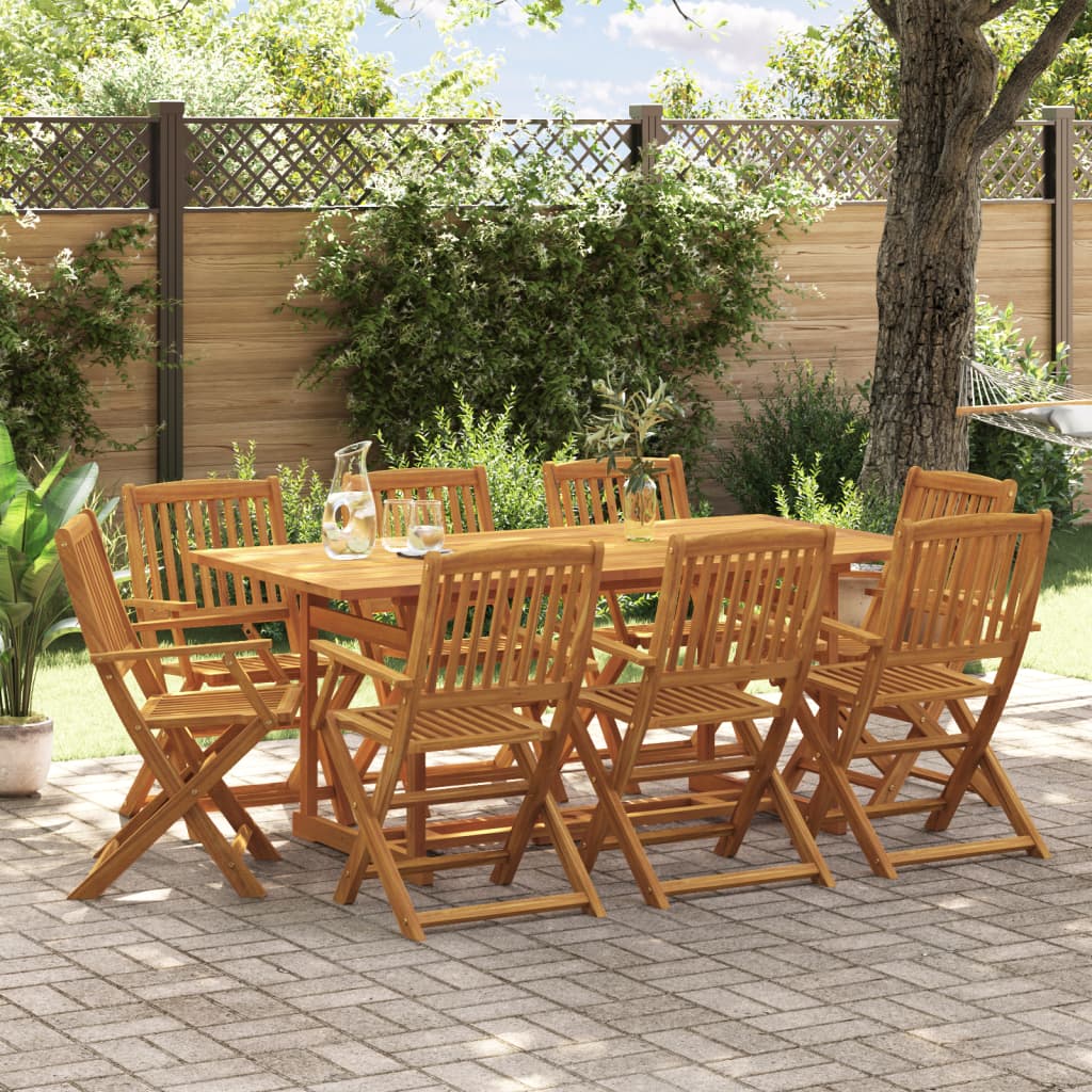 vidaXL 9 Piece Garden Dining Set 180x90x75 cm Solid Wood Acacia