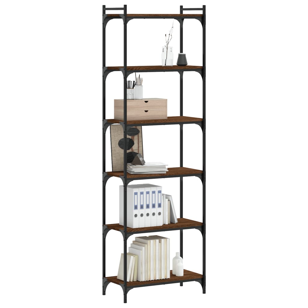 vidaXL Bookcase 6-Tier Brown Oak 60x30x188 cm Engineered Wood