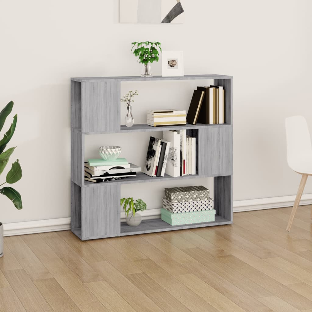 vidaXL Book Cabinet/Room Divider Grey Sonoma 100x24x94 cm