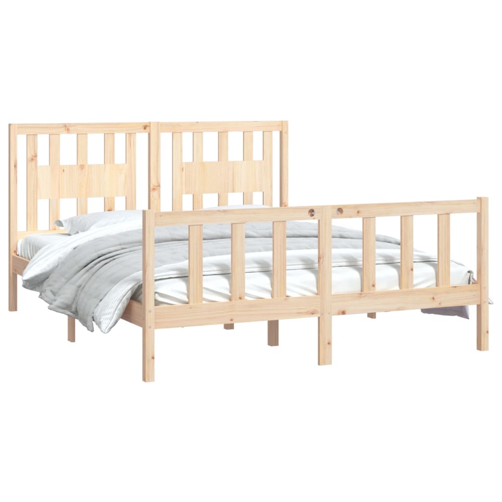 vidaXL Bed Frame without Mattress Solid Wood Pine 150x200 cm King Size