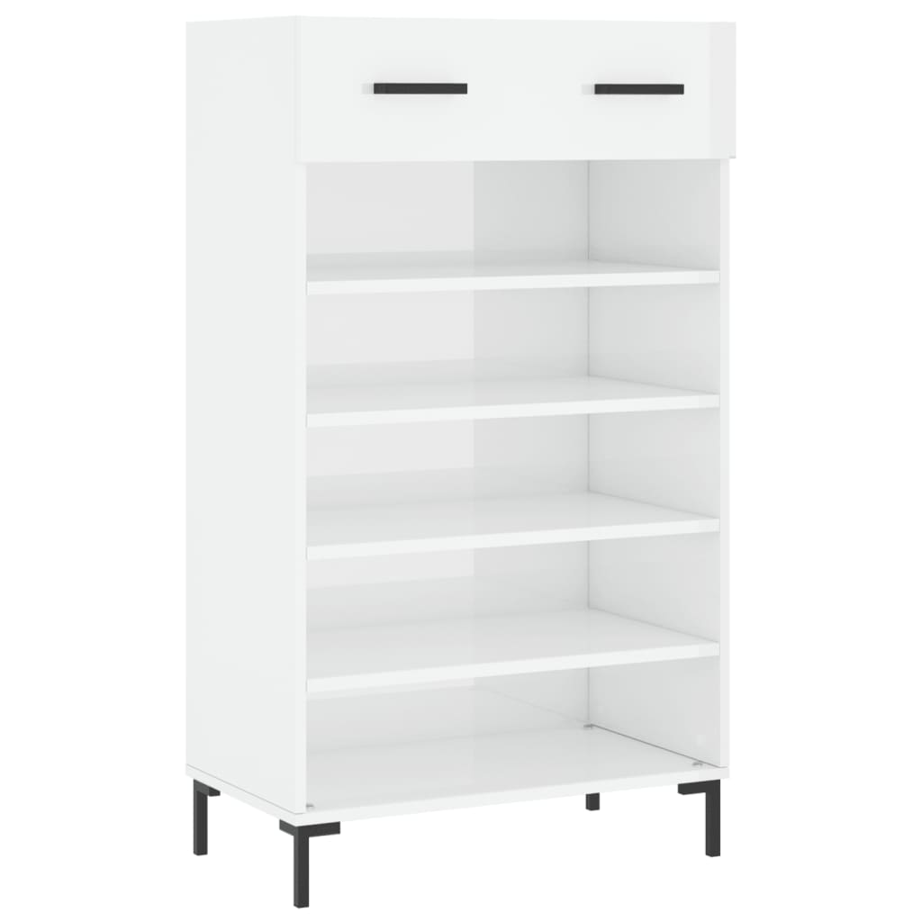 vidaXL Shoe Cabinet High Gloss White 60x35x105 cm Engineered Wood