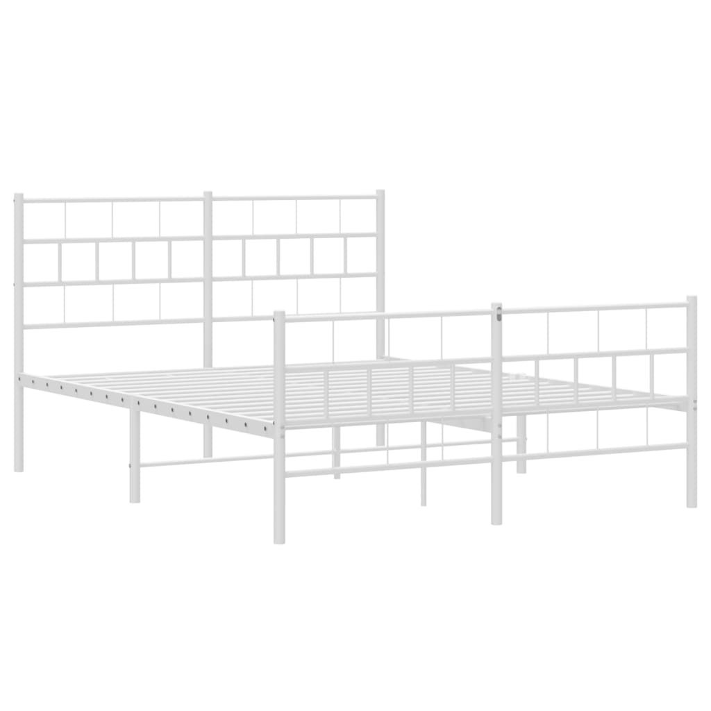 vidaXL Metal Bed Frame without Mattress with Footboard White 120x200 cm