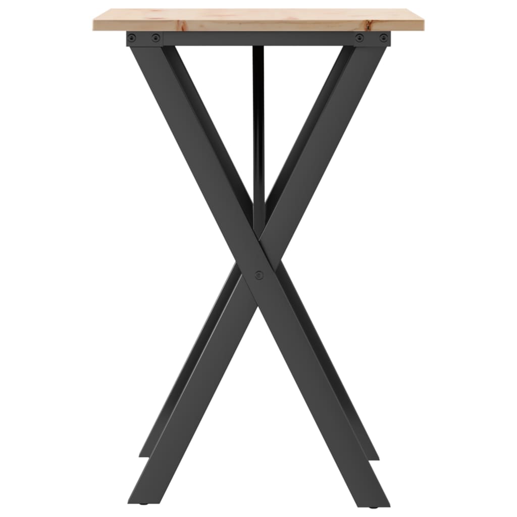 vidaXL Dining Table X-Frame 50x50x75 cm Solid Wood Pine and Cast Iron