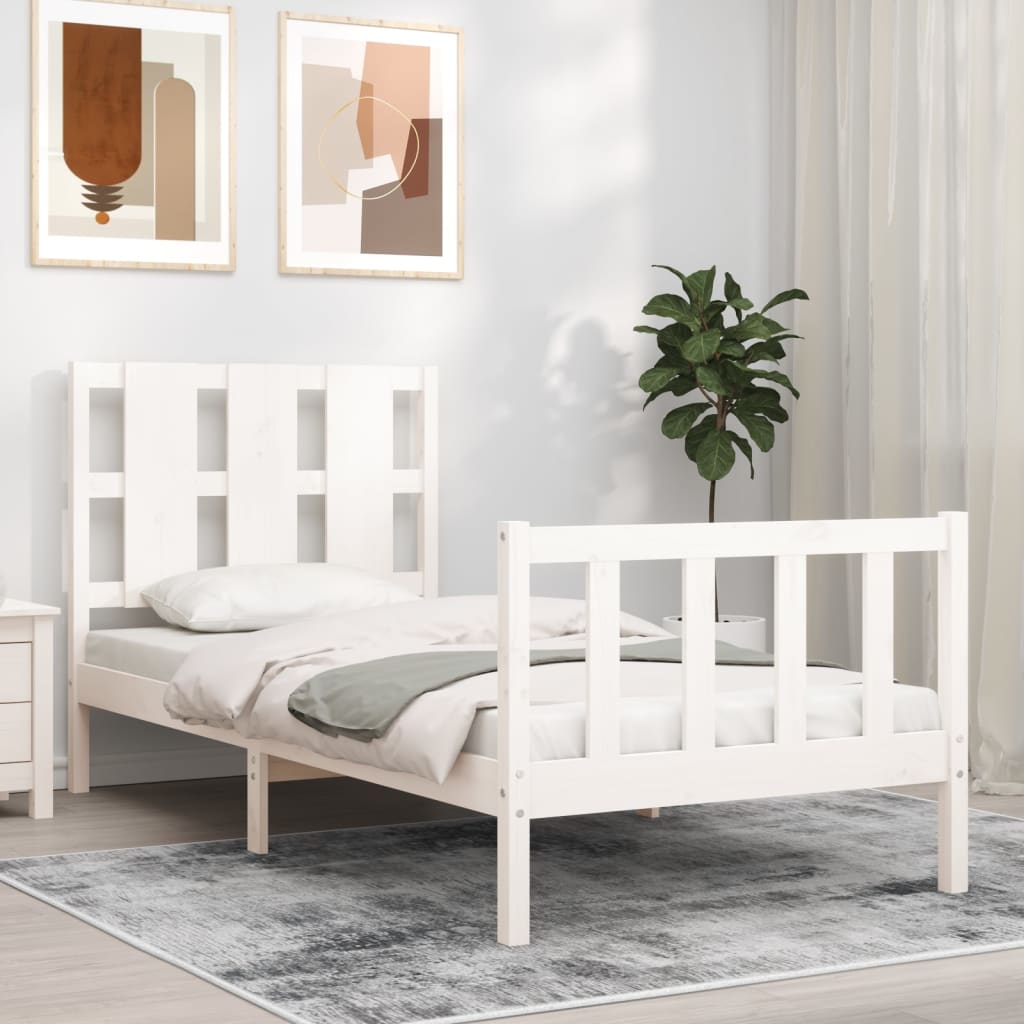 vidaXL Bed Frame without Mattress White 90x200 cm Solid Wood Pine