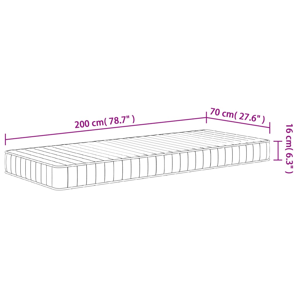 vidaXL Foam Mattress Medium Soft 70x200 cm