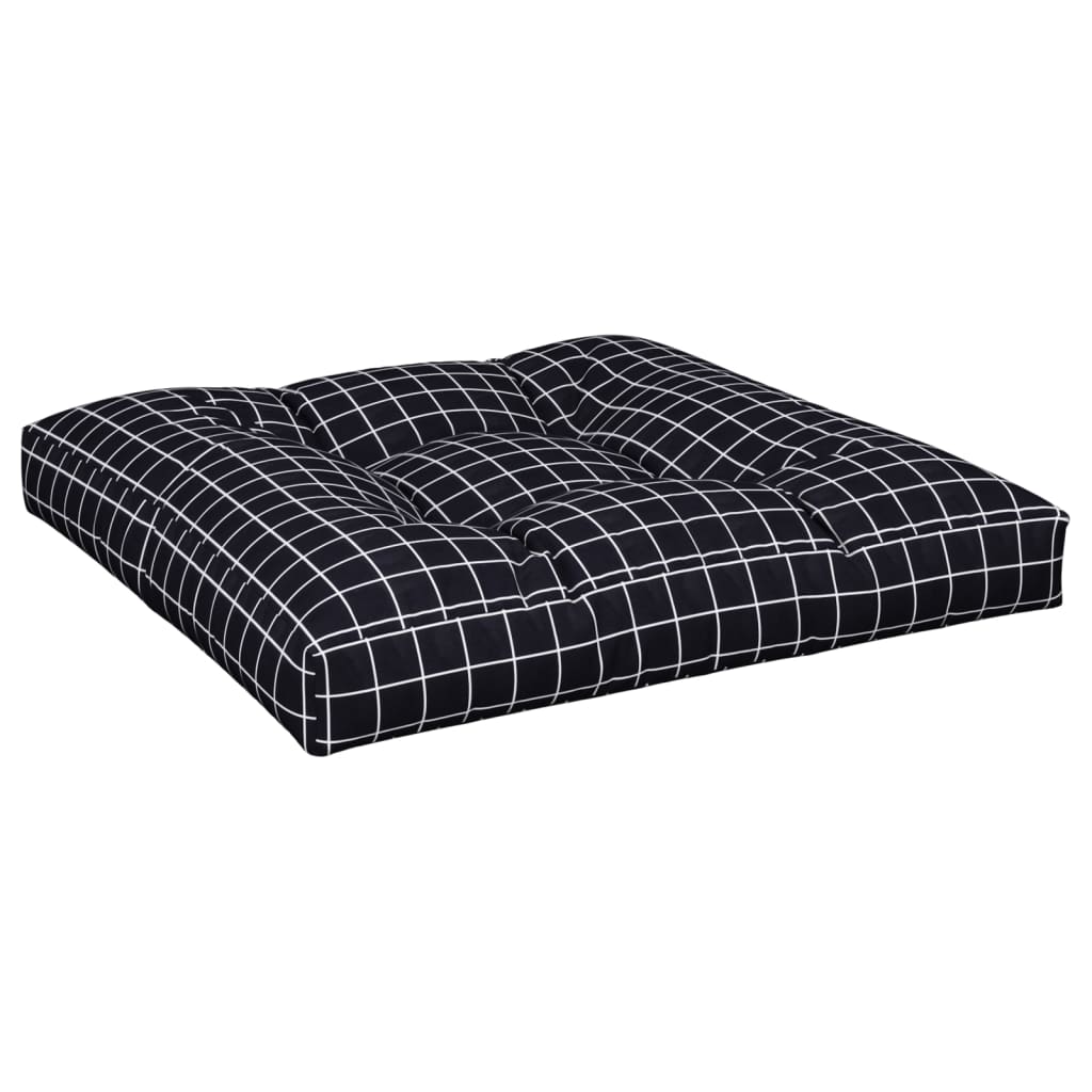 vidaXL Pallet Cushion Black Check Pattern 80x80x12 cm Fabric