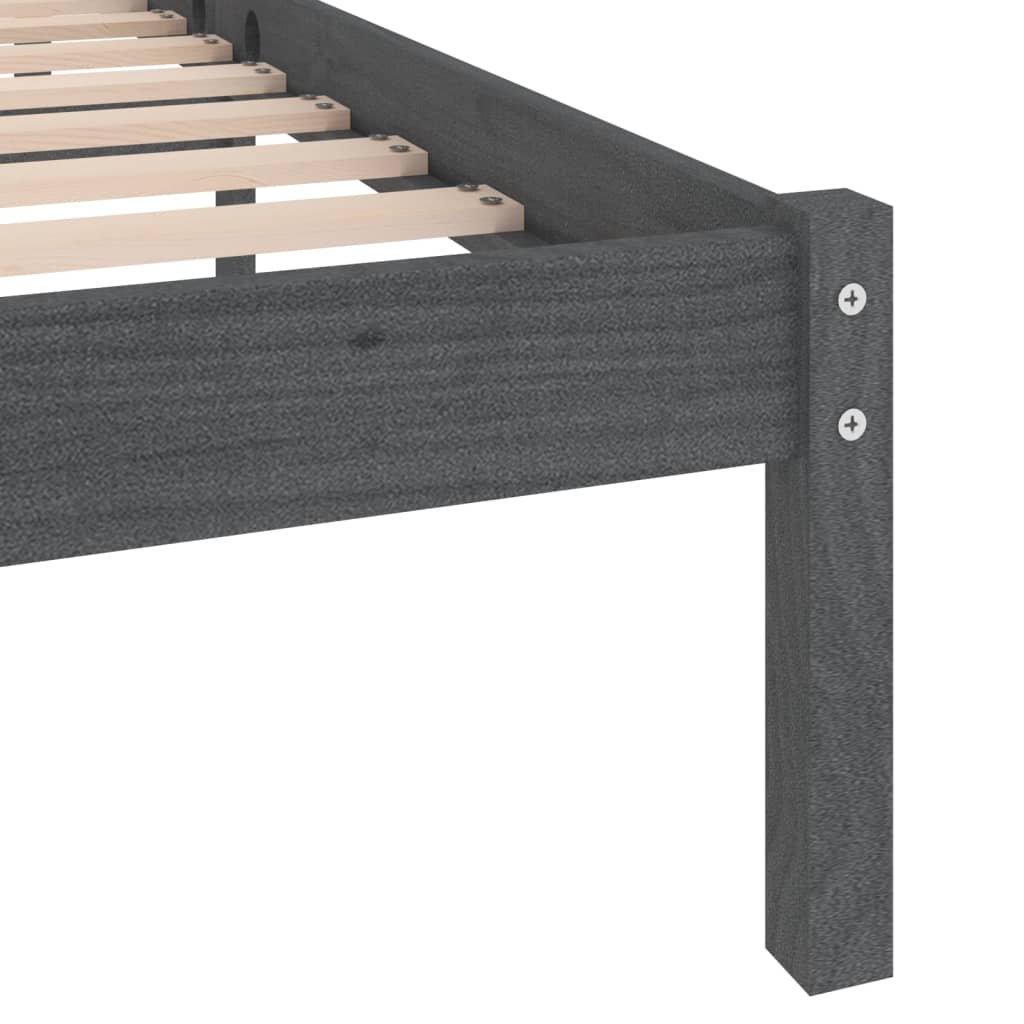 vidaXL Bed Frame without Mattress Grey Solid Wood Double