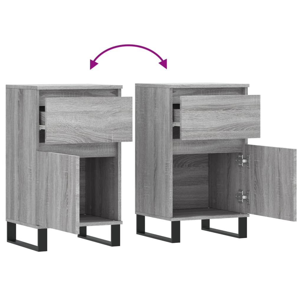 vidaXL Sideboards 2 pcs Grey Sonoma 40x35x70 cm Engineered Wood