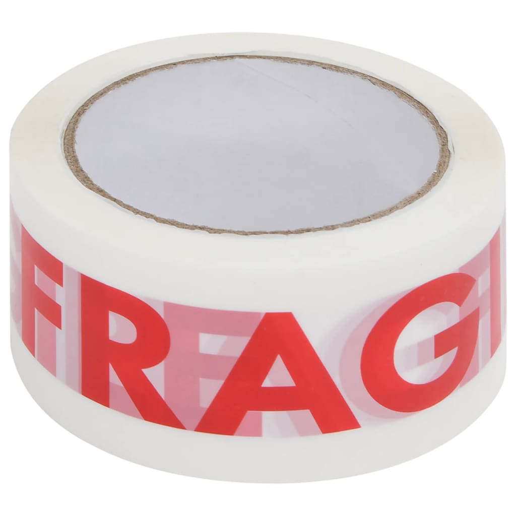 vidaXL Packaging Tape 36 pcs FRAGILE Printed White 48 mm x 66 m