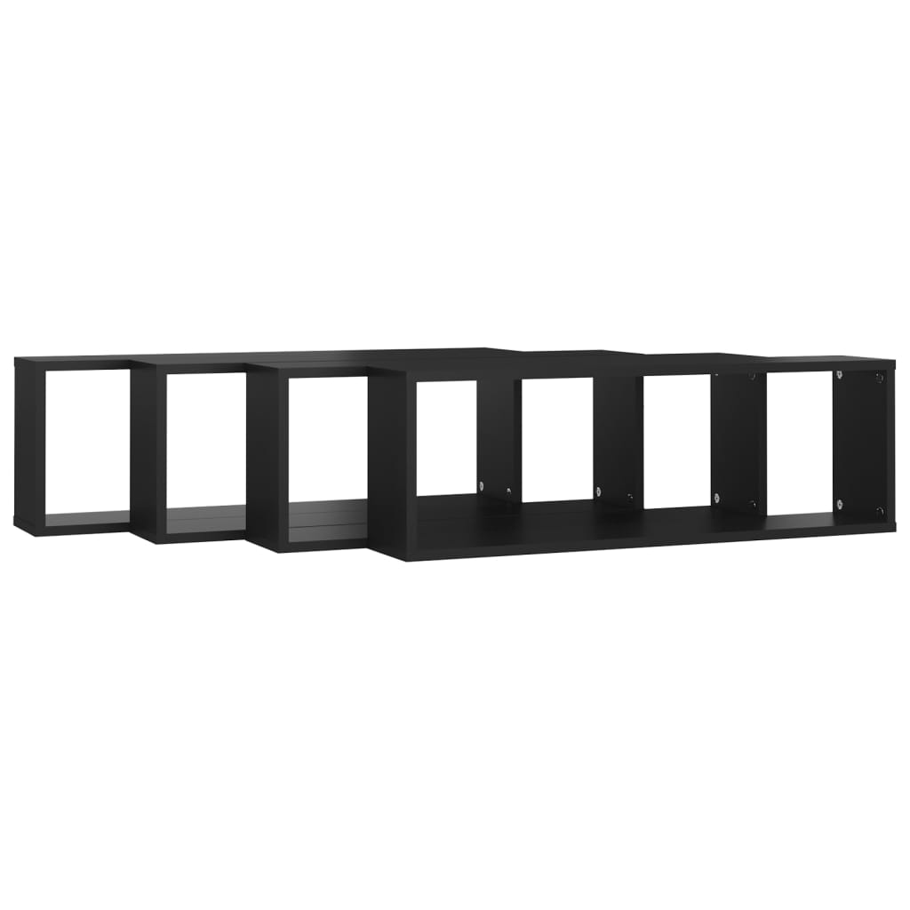 vidaXL Wall Cube Shelf 4 pcs Black 80x15x26.5 cm Engineered Wood