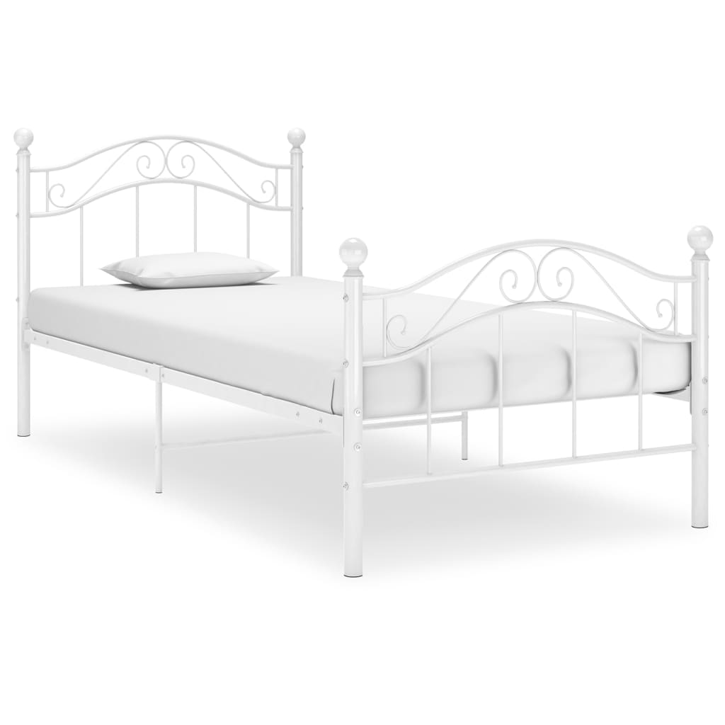 vidaXL Bed Frame without Mattress White Metal 90x200 cm