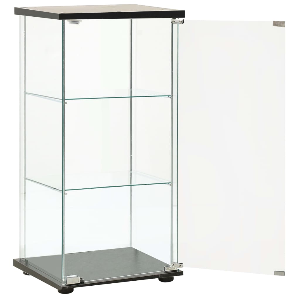 vidaXL Storage Cabinet Tempered Glass Black