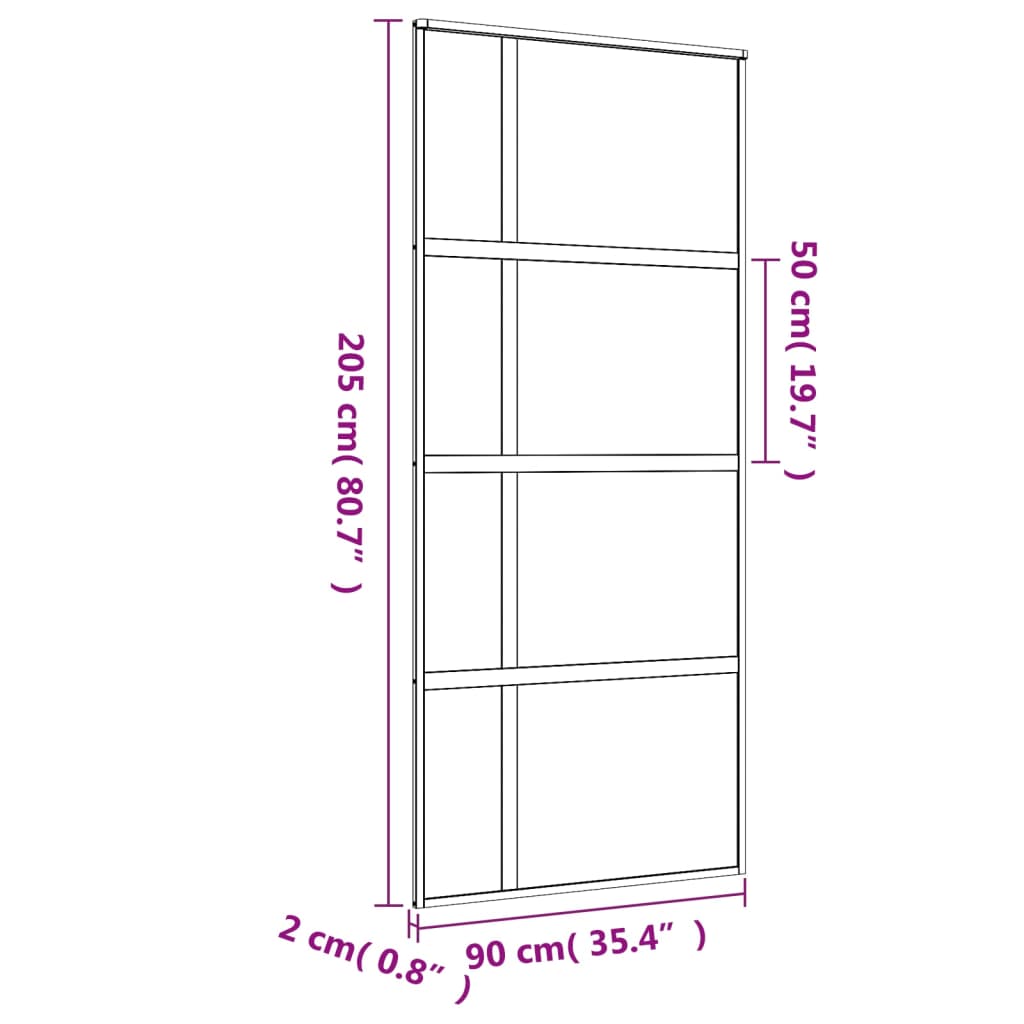 vidaXL Sliding Door Gold 90x205 cm Clear ESG Glass and Aluminium