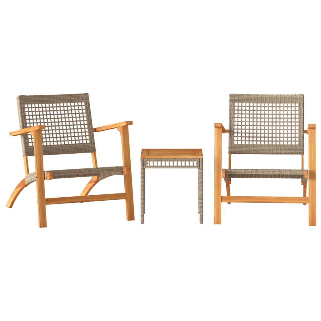 vidaXL 3 Piece Bistro Set Beige Poly Rattan and Solid Wood Acacia