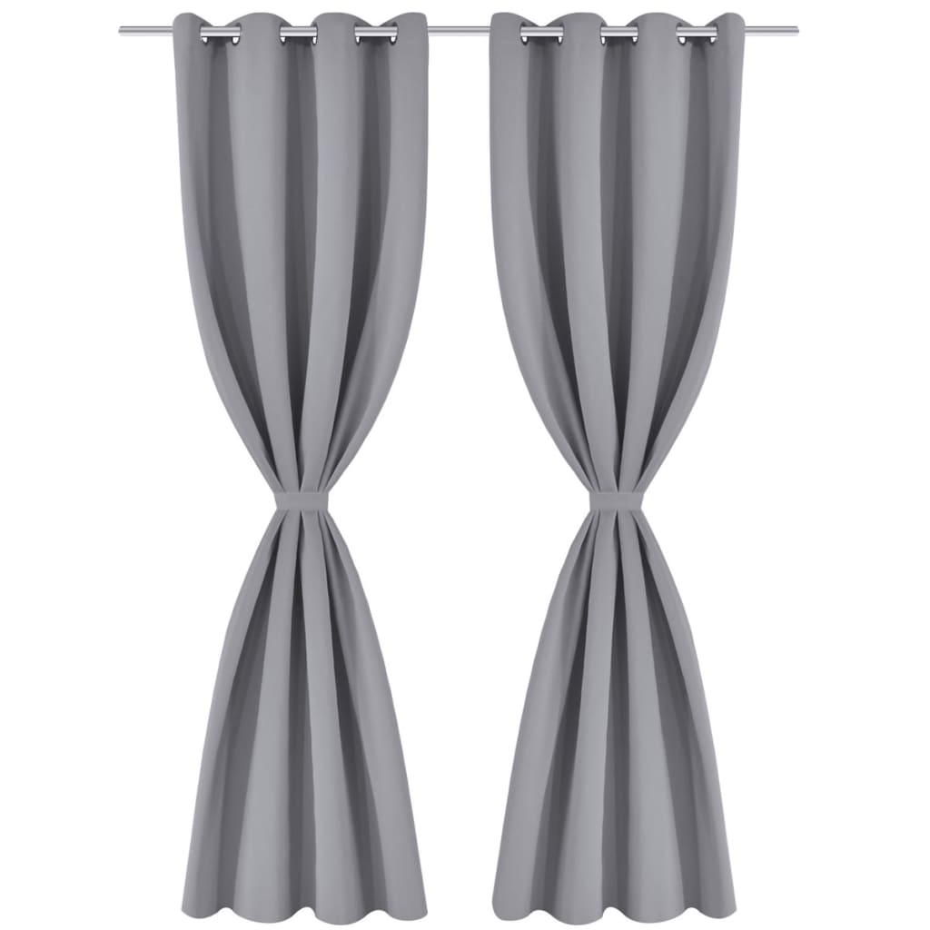 vidaXL Blackout Curtains 2 pcs with Metal Eyelets 135x175 cm Grey