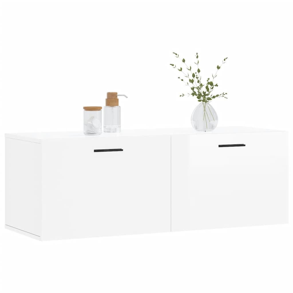 vidaXL Wall Cabinet High Gloss White 100x36.5x35 cm Engineered Wood