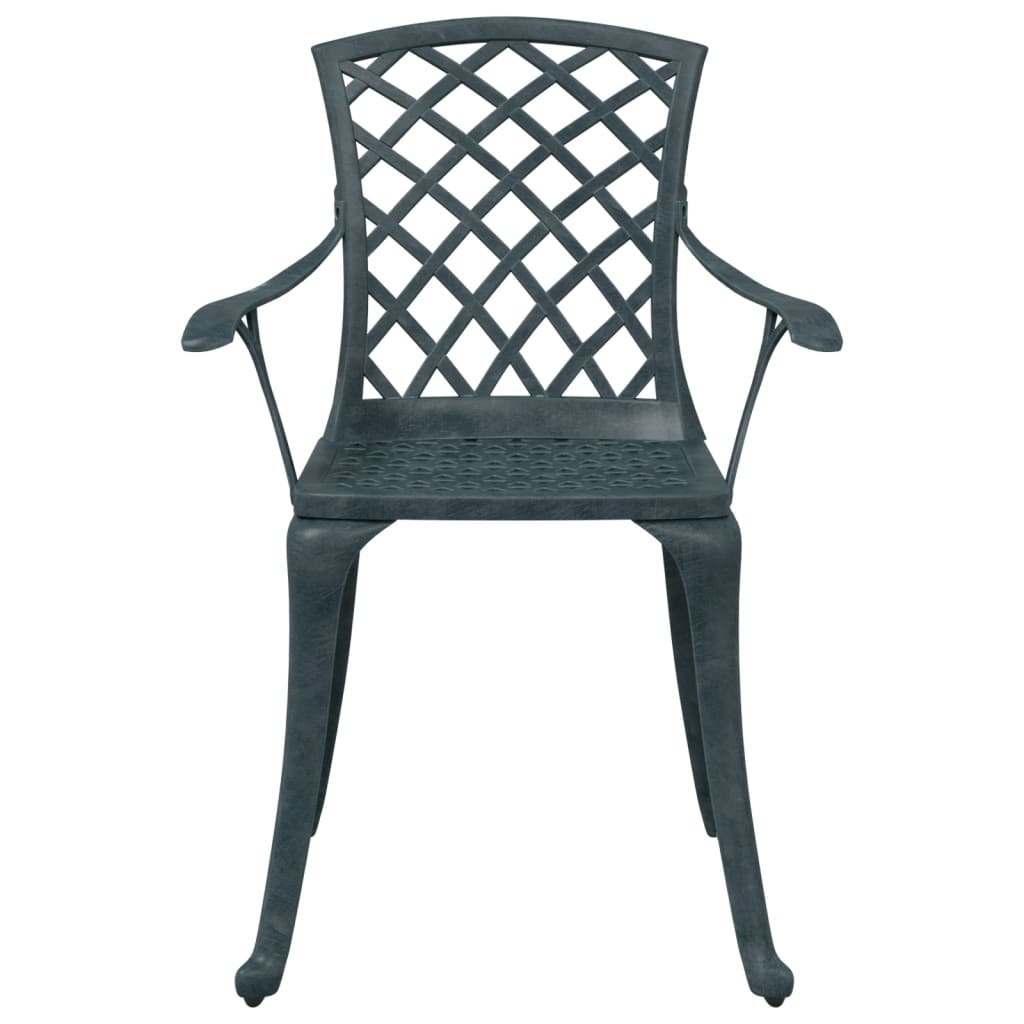 vidaXL Garden Chairs 2 pcs Green Cast Aluminium