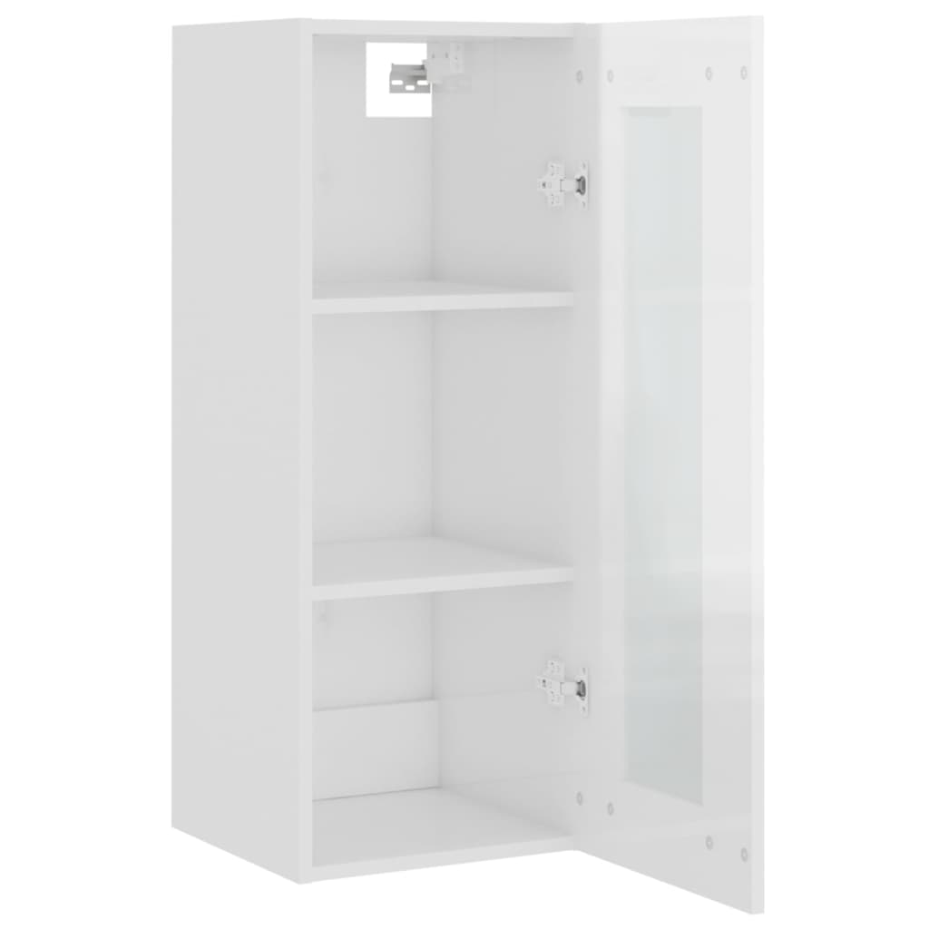 vidaXL Hanging Wall Cabinet High Gloss White 34.5x34x90 cm