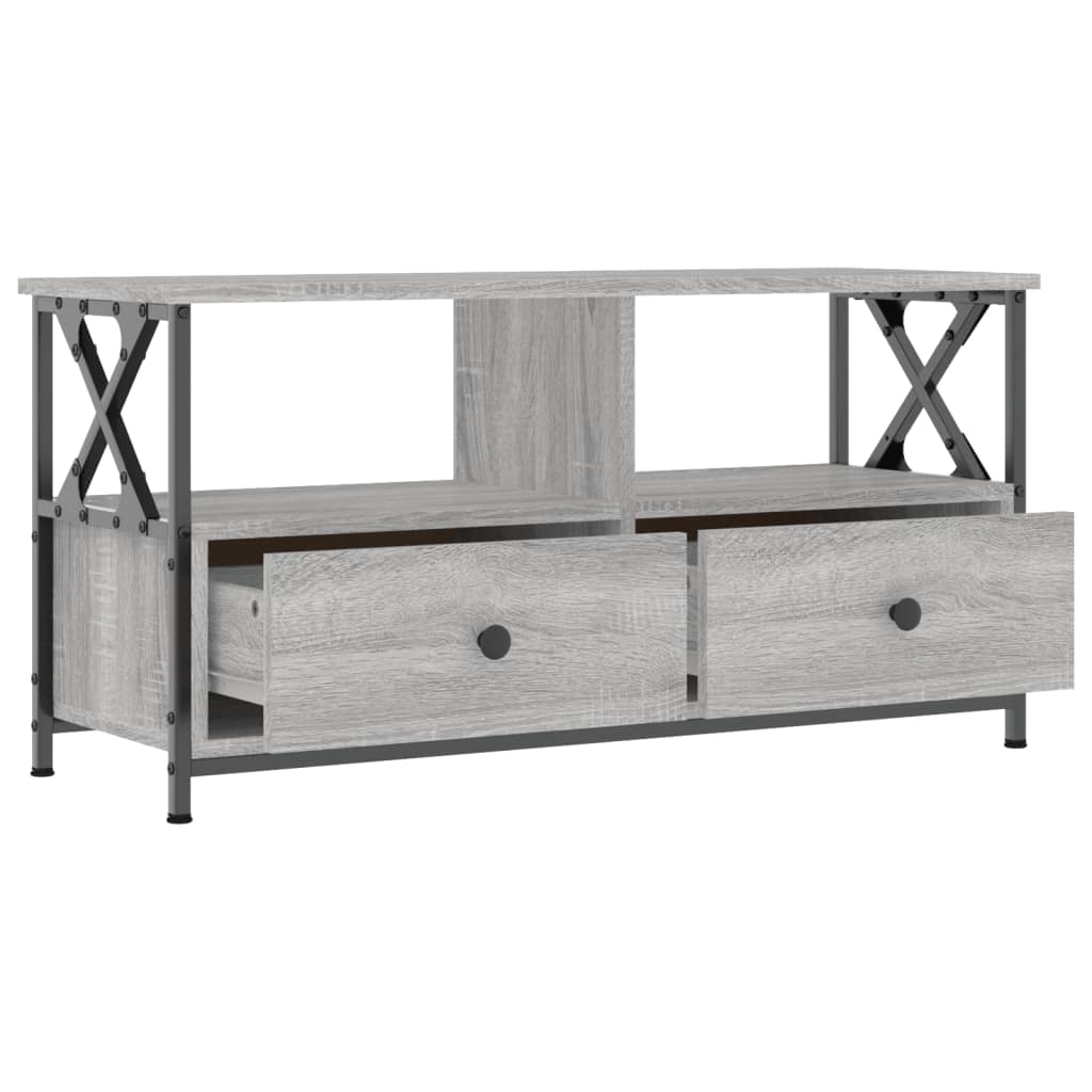 vidaXL TV Cabinet Grey Sonoma 90x33x45 cm Engineered Wood&Iron