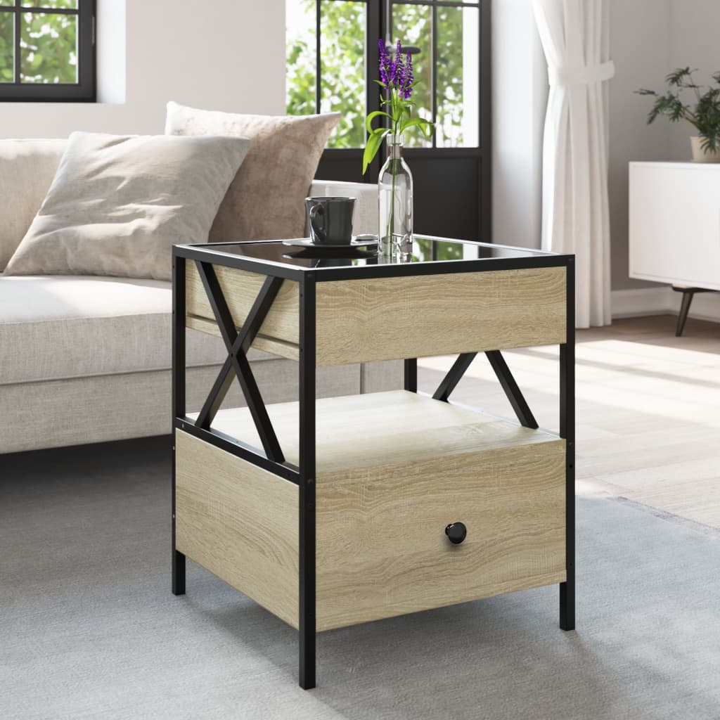 vidaXL Coffee Table with Infinity LED Sonoma Oak 40x40x51 cm