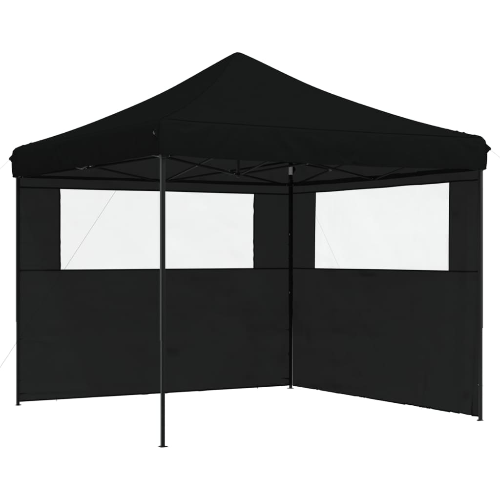 vidaXL Foldable Party Tent Pop-Up with 2 Sidewalls Black