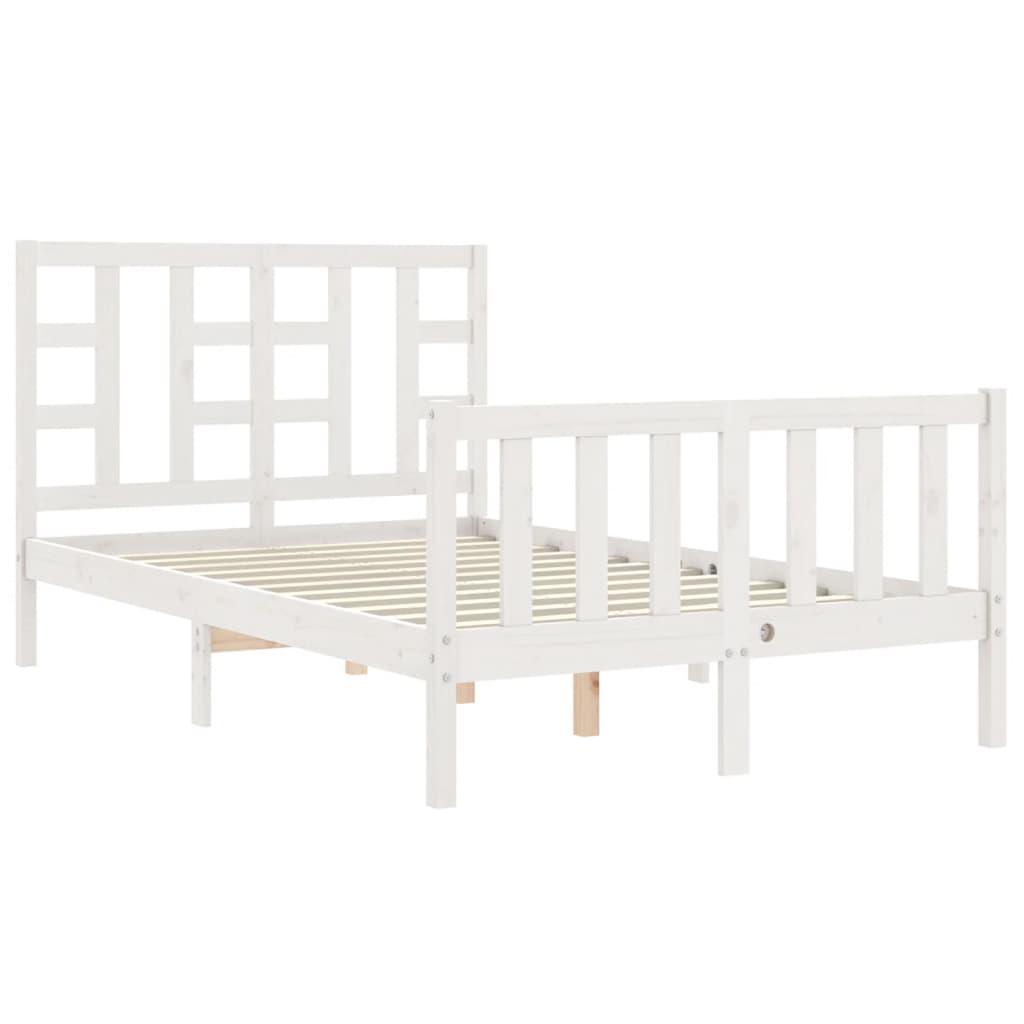 vidaXL Bed Frame without Mattress White Small Double Solid Wood Pine